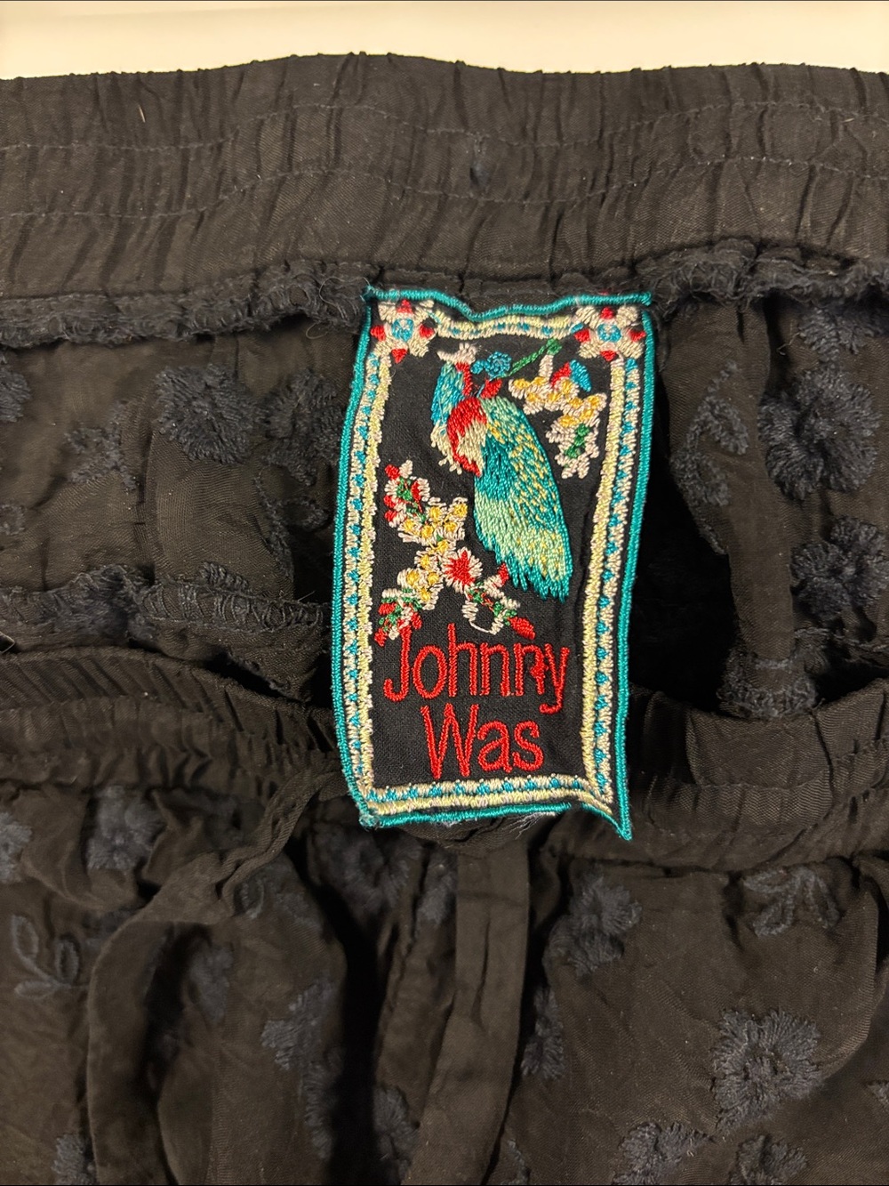 Johnny Was Black Embroidered Drawstring Pants - Picture 2 of 8